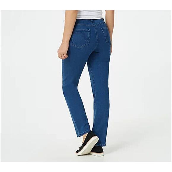 WOMEN WITH CONTROL NEW $60 My Wonder Denim Straight Leg Jean Dark Wash Size‎ 2P - Picture 2 of 4